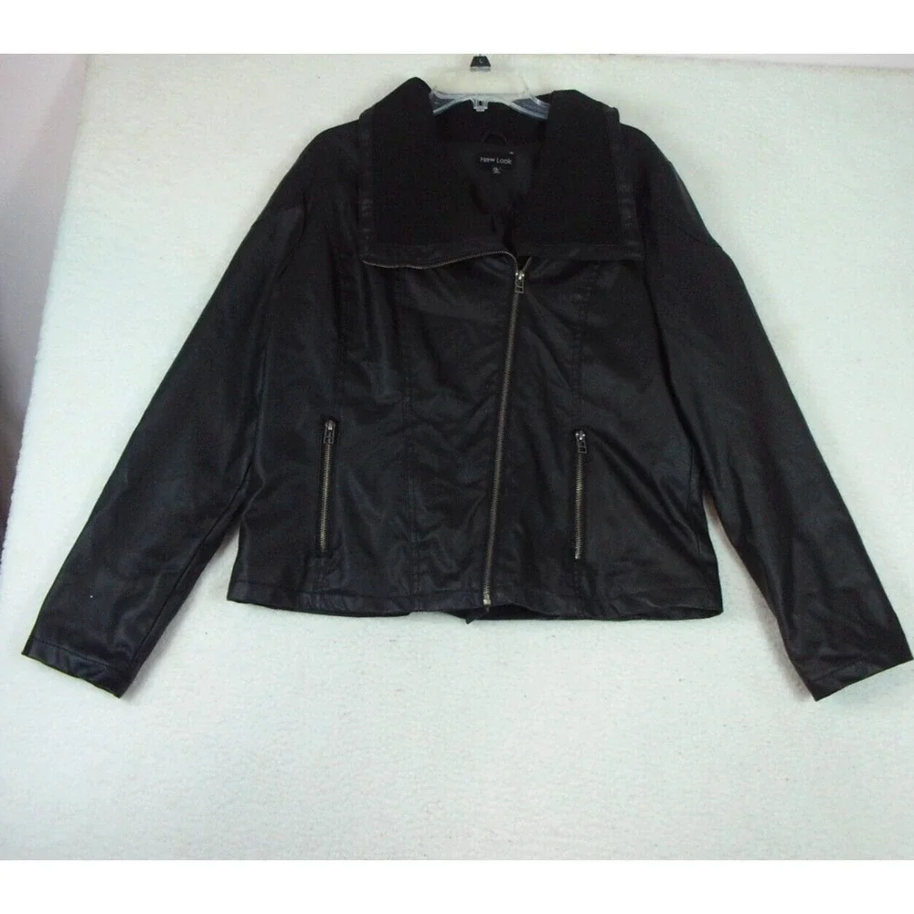 New Look Moto Faux Leather‎ Jacket Women's Size XL Black